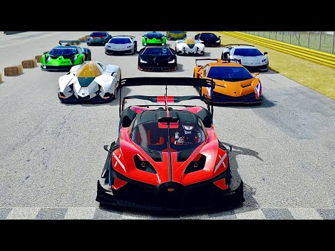 Bugatti Bolide GTR Concept vs Lamborghini Hypercars at 24 KM Straight Road