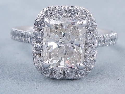 2.79 ctw Cushion Cut H VS2 Diamond Engagement Ring - BigDiamondsUSA