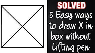 5 EASY ways to draw X in box without lifting pen / how to draw X in box without lifting pen pencil.