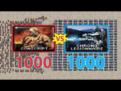 Conscripts vs Chrono Legionnaires - 1k vs 1k - Red Alert 2