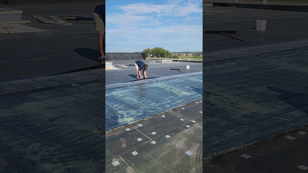 If you want to know how to properly lay out EPDM on a flat roof, check this out!Fastest layout ever.