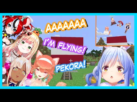 Members Who Got Launched By Pekora's Trap In EN Server【Hololive Minecraft EN Server】