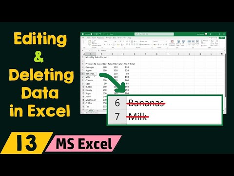 Editing and Deleting Data in Excel