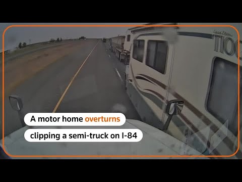 Dashcam video shows motor home crash on I-84