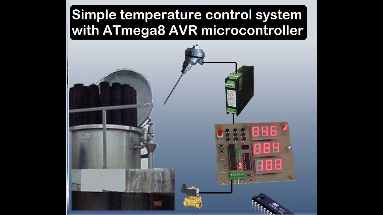 Simple temperature control system with  ATmega8 AVR microcontroller