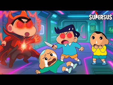 Shinchan Hypnotized Kazama To Kill His Friends In Super Sus 😱 | Shinchan Among Us 3D | Funny Game 😂