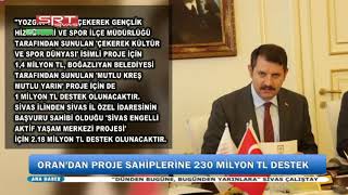 ORAN'DAN PROJE SAHİPLERİNE 230 MİLYON TL DESTEK