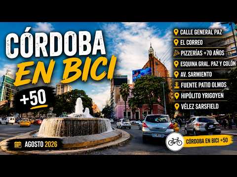 Córdoba en bici +50  agosto Centro, Sarmiento, General Paz, Correo, esquina Colon, fuente