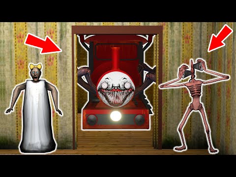 Granny and Choo Choo Charles vs Siren head - funny horror school animation (p.123)