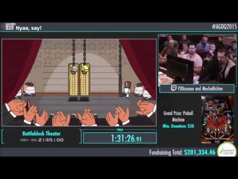 BEST OF - AGDQ Battleblock Theater Co-Up 100% Speed Run by PJ and Mecha Richter
