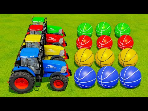 LOAD & TRANSPORT COLORED BASKETBALL WITH McCORMICK TRACTORS & OLD TRAILERS! FS22