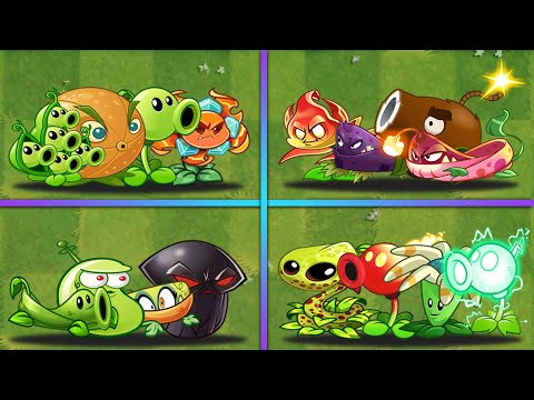 4 Team Green Pea + Colors Pea & New + Old Plants - Who Will Win? - PvZ 2 Team Plants Battlez