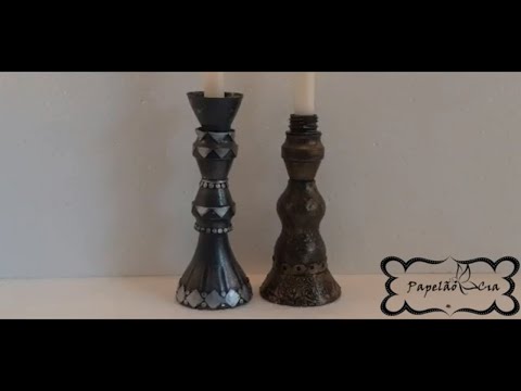DIY castiçal de garrafa pet - porta velas