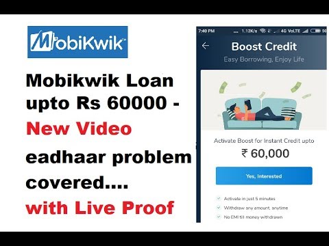 How to apply for Mobikwik ₹ 60000 loan With live Proof - New Video!! E-Aadhar Problem covered Video