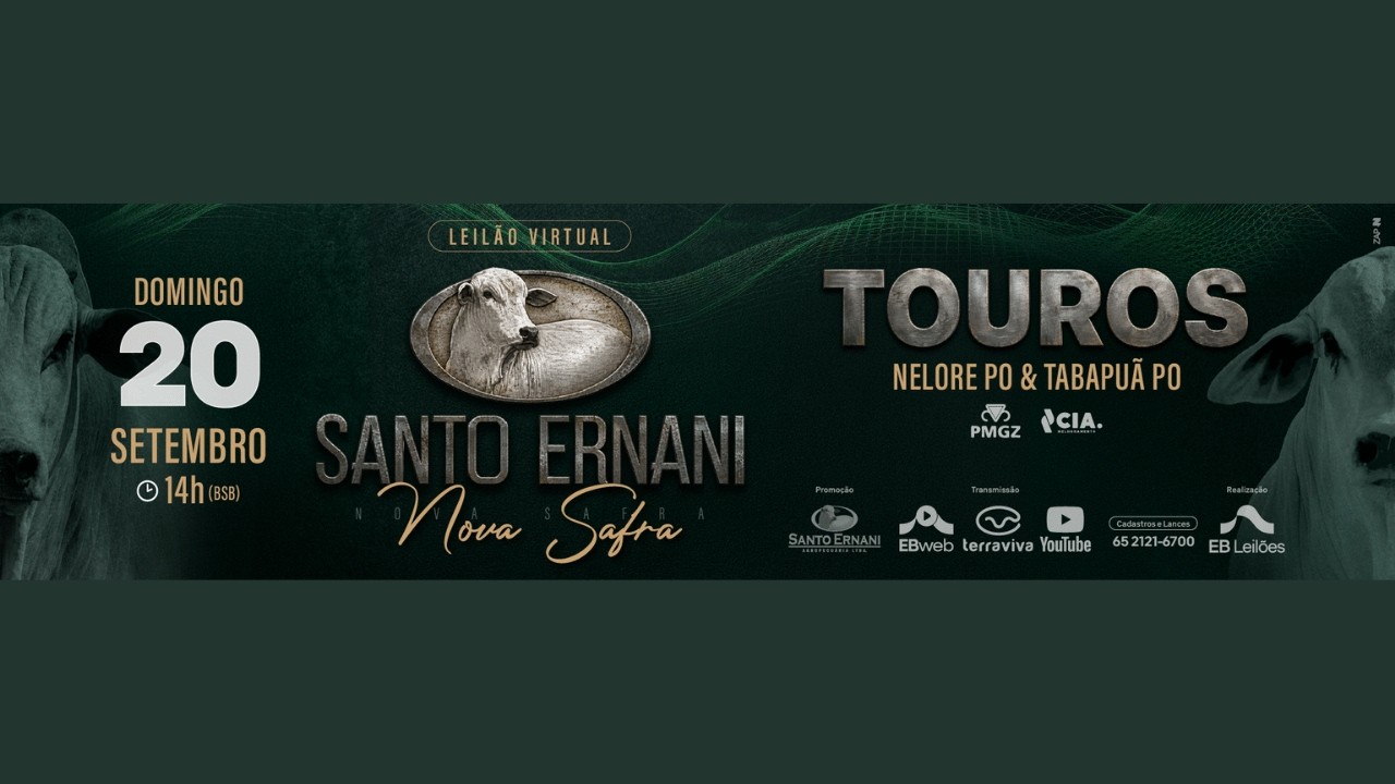 LEILÃO VIRTUAL SANTO ERNANI NOVA SAFRA | 20/09/2026 – 14H