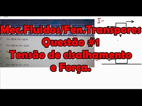 [Mec.Fluido/Fen.Transporte] Questão #1 - Tensão de cisalhamento e força