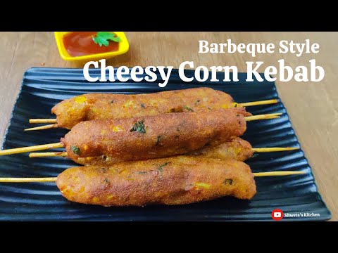 Barbeque style Cheesy corn kebab, Crispy Cheese Corn Kebab recipe, How to make Crispy Corn Kebab