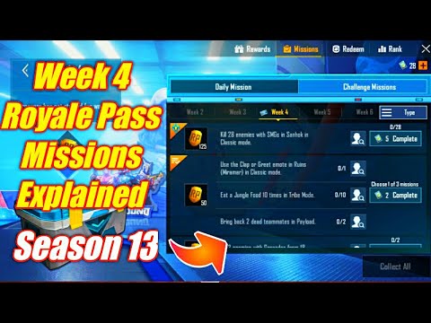 Season 13 Week 4 Royale Pass Missions Explained Pubg Mobile | Week 4 rp Missions Pubg Season 13