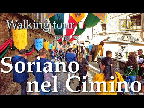 Soriano nel Cimino (Lazio), Italy【Walking Tour】History in Subtitles - 4K
