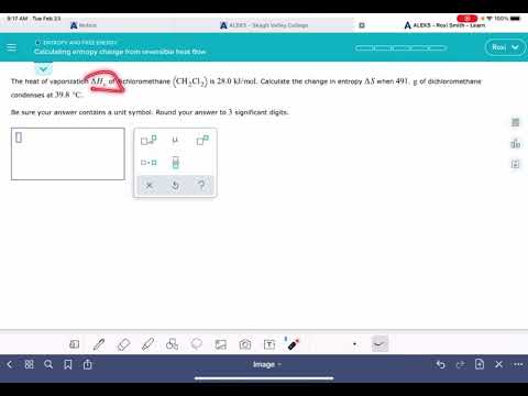 ALEKS: Calculating entropy change for reversible heat flow