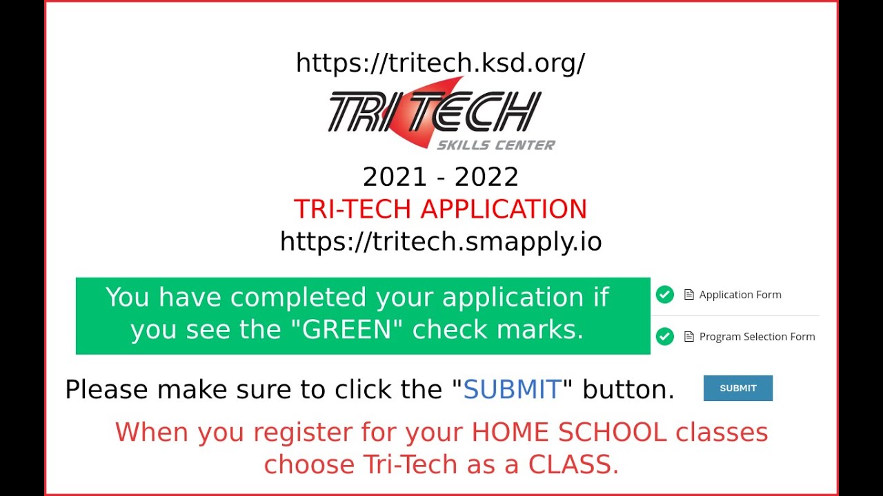 Tri-Tech Application Process 2021