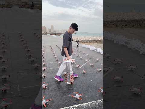 Setting up LED drones before a drone show in Qatar
