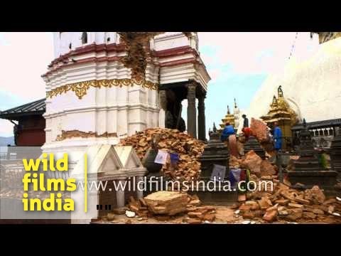 Heavy destruction around Swayambhunath in Kathmandu earthquake