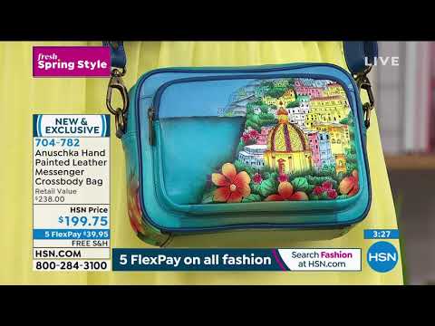 Anuschka HandPainted Leather Messenger Crossbody Bag