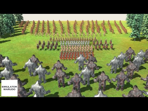 MUTANT APE Army vs ANCIENT HUMAN Army Animal Revolt Battle Simulator