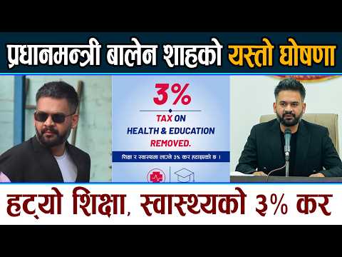बालन शाहको बोल्ड निर्णय । हटाए शिक्षा, स्वास्थ्यको ३% कर  Balen Shah Latest News Today | 3% Tax