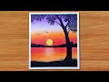 Oil pastel drawing - Scenery drawing #shorts