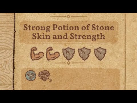 Potion Craft's most efficient early recipe: 2 Strength, 3 Stone Skin