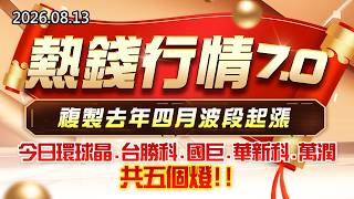 20260813《股市最錢線》#高閔漳” 熱錢行情7.0，複製去年四月波段起漲！””今日環球晶、台勝科、國巨、華新科、萬潤，共五個燈”