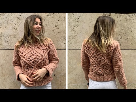 GRANNY SQUARE SWEATER - FREE CROCHET PATTERN