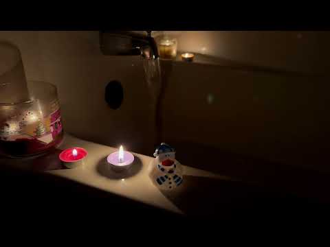 Cozy Bathtub Filling ASMR - Candle Lit, Outside Tub - White Noise for Sleep