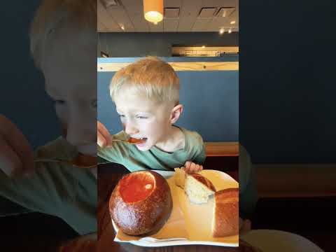 Panera Bread Tomato Basil Bread Bowl #kidstryfood #panerabread #breadbowl #tomatobasil #soup #tomato