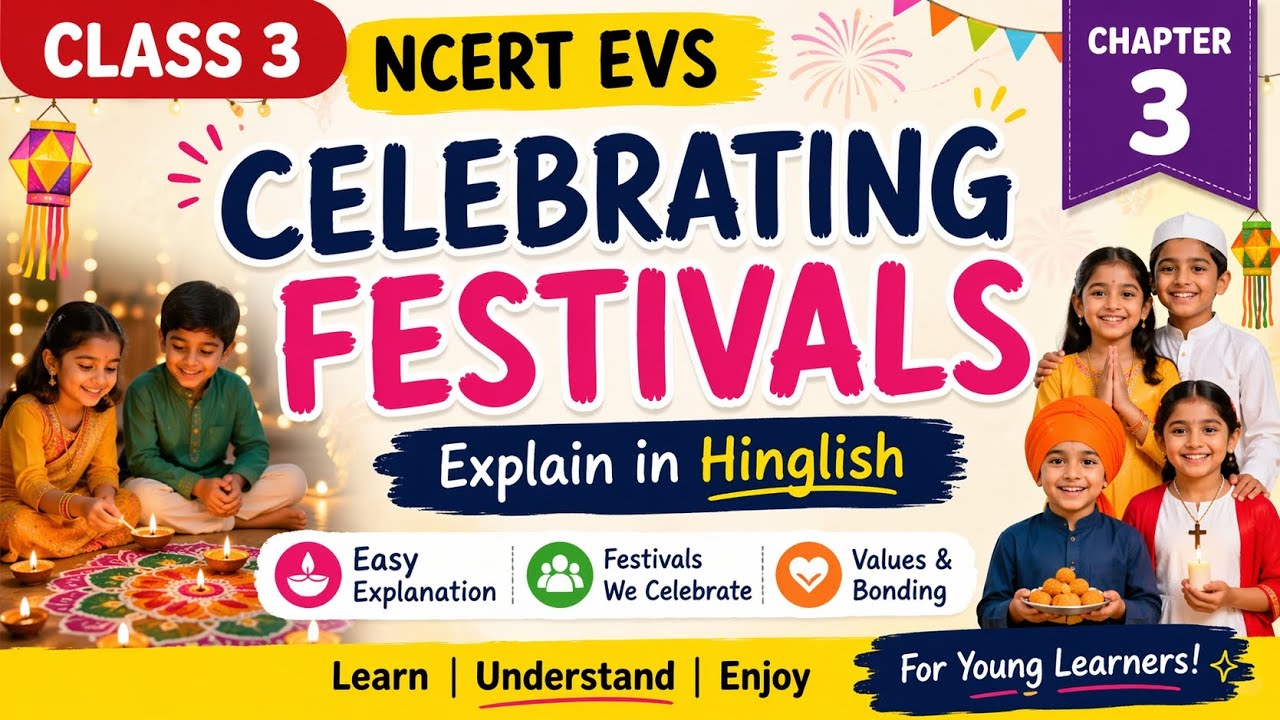 Class 3 EVS Ch 3 in 10 Minutes ⚡ | Celebrating Festivals Explained in Hinglish
