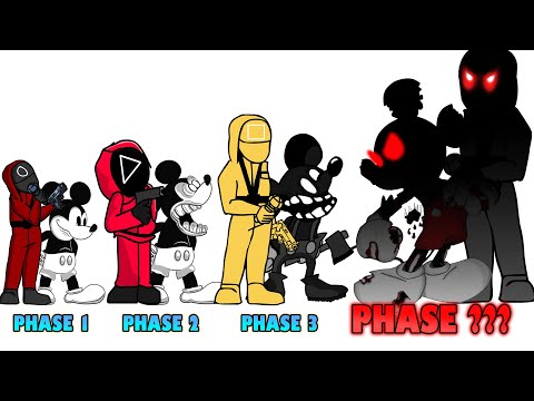 FNF comparison Battle VS Squid Game & Suicide Mouse -ALL Phases of fnf Friday Night Funkin Animation