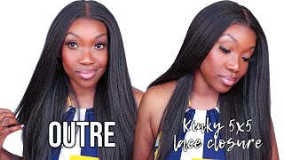 FINALLY! A Outre 100% Human Hair Blend HHB KINKY STRAIGHT 24 5x5 HD Lace Wig CLOSURE WIG