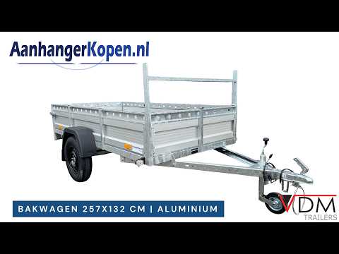 Aanhanger enkelas 257x132cm - 750kg - ongeremd - ALU | VDM