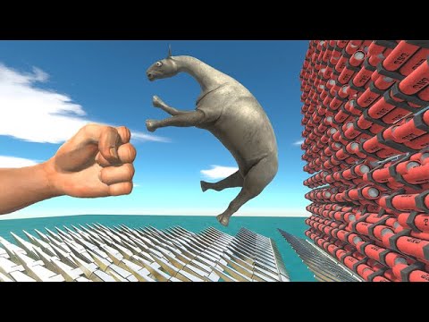 Mega Punch Into TNT and Spikes - Animal Revolt Battle Simulator