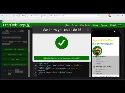 Set the ID of an Element- freeCodeCamp HTML5 and CSS lesson #36