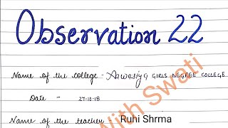 Observation File For B.ed (Class Observation /24 Observation) Semester-1st in  English Part-2