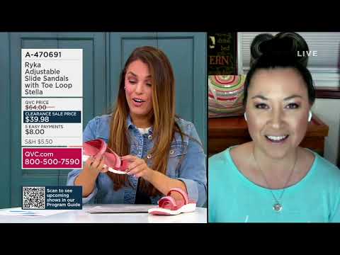 Ryka Adjustable Slide Sandals with Toe Loop Stella on QVC