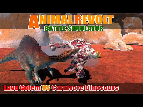 Lava Golem vs Carnivore Dinosaurs - Animal Revolt Battle Simulator