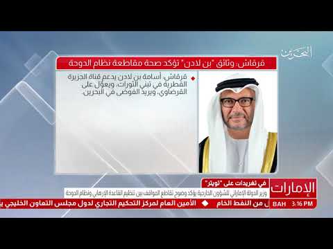 وزير الدولة الإماراتي للشؤون الخارجية وثائق "أسامة بن لادن" تؤكد صحة مقاطعة نظام الدوحة