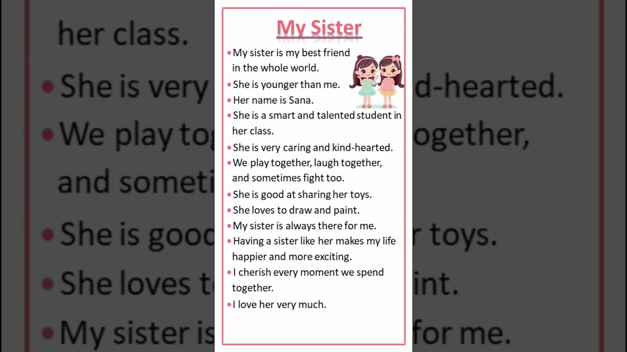 My Sister #essay #easytolearnandwrite #youtubeshorts #shorts #sister #mysister #mysiblings#yt #viral