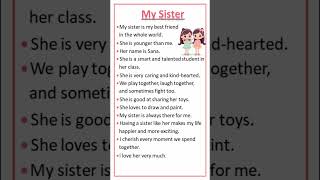 My Sister #essay #easytolearnandwrite #youtubeshorts #shorts #sister #mysister #mysiblings#yt #viral