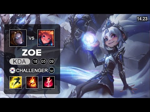 Zoe vs Orianna Mid - KR Challenger - Patch 14.23 Season 14