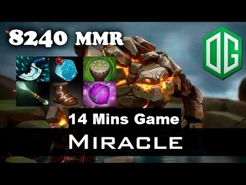 Dota 2 - Miracle- Safelane Tiny: 8K MMR Ranked Gameplay